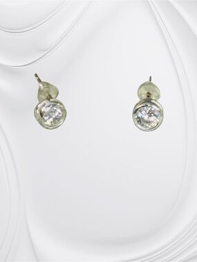 Sterling Silver Clear Cubic Zirconia Crystal Stud Earrings